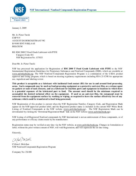 NSF International / Nonfood Compounds Registration Program.